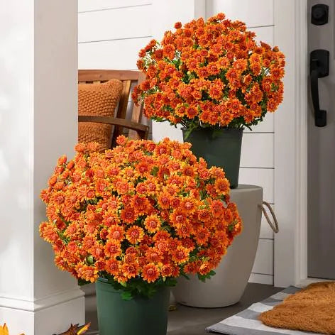 Artificial Outdoor Sunset Mums Flowers - Waterproof, Windproof