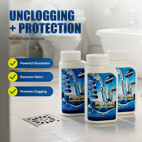 SKAVIX Powerful Pipe Dredging Agent for Kitchen and Toilet Pipelines - Dissolves 200+ Blockages and Kills 99% of Bacteria